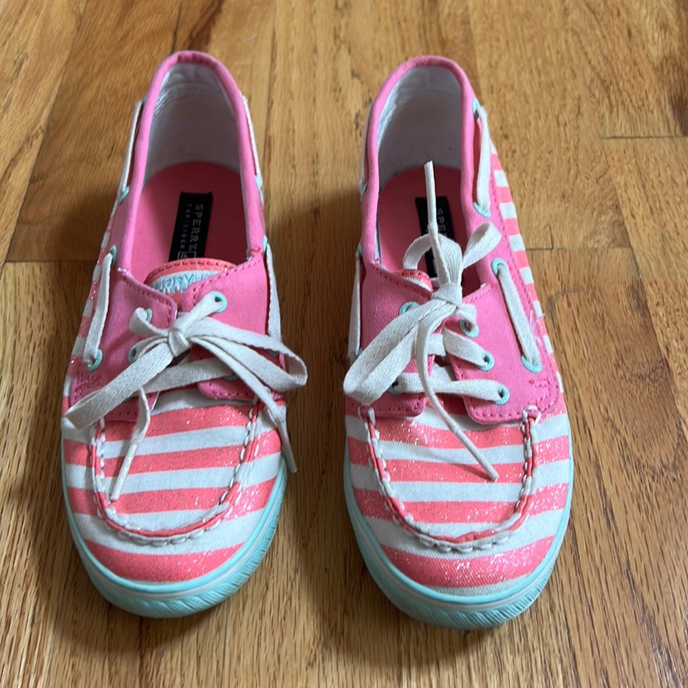 Sperry Cruiser Pink/White Stripes, Girls 4